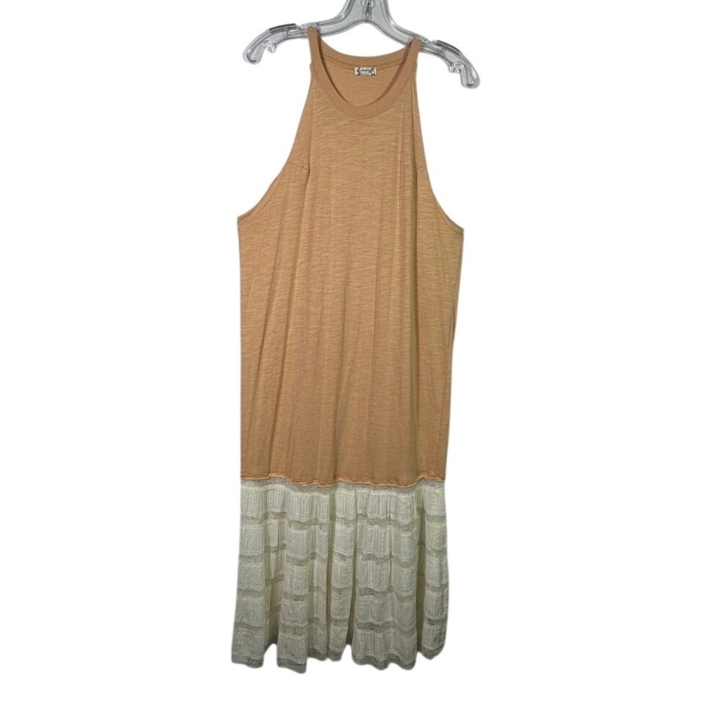 Intimately Free People Maxi Dress Peach Ivory Lace Size S Edwardian Cottagecore